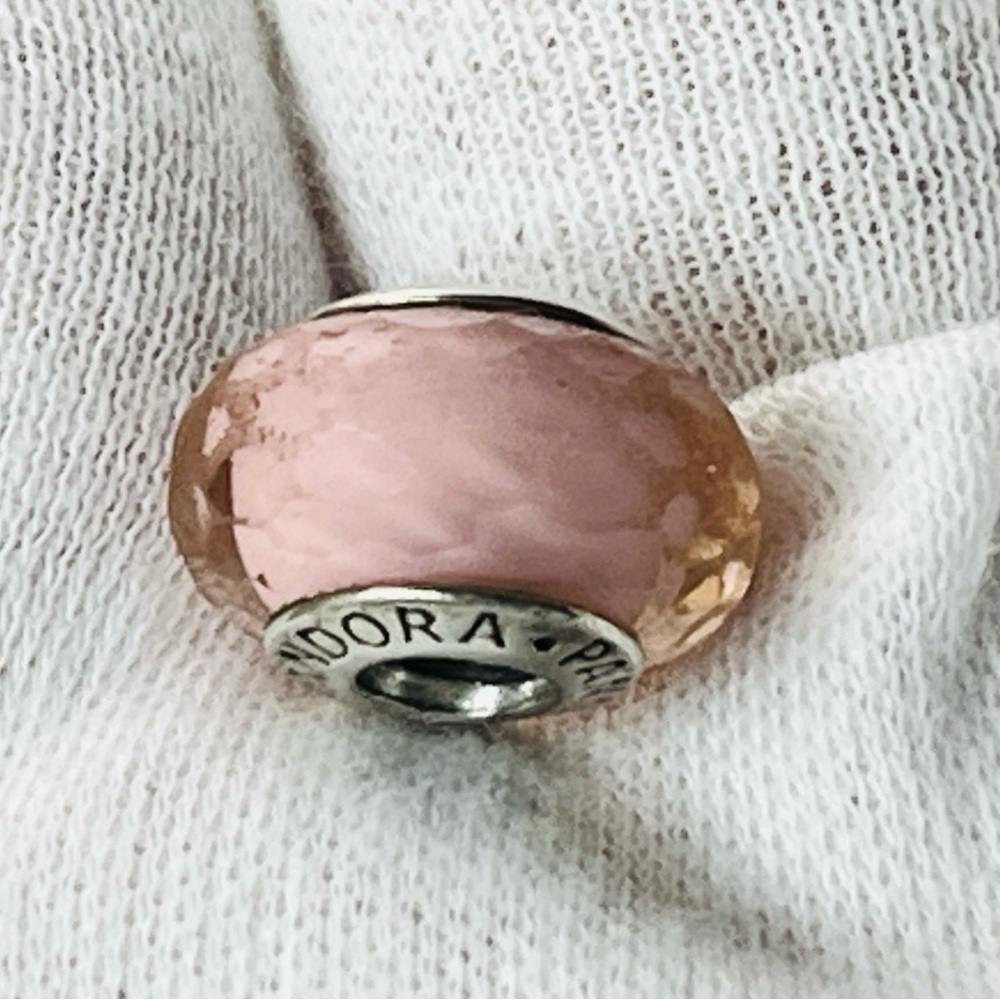 Authentic Pandora Bead Charm Pink Fascinating Faceted Murano ALE-S925 #791071P